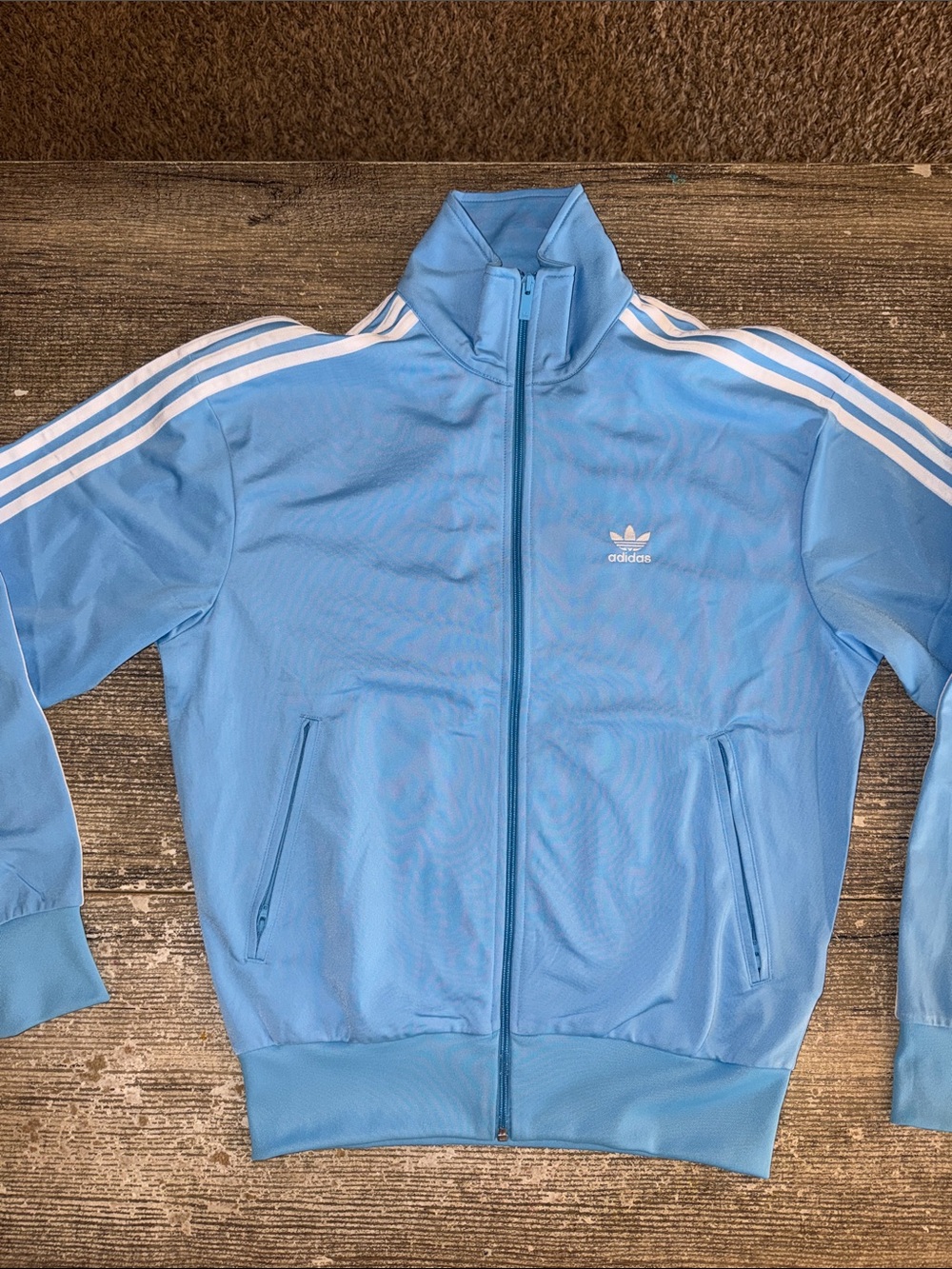 Adidas firebird light blue track jacket